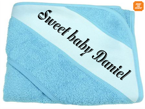 Blue Baby Towel - Add your text - Print the Goods