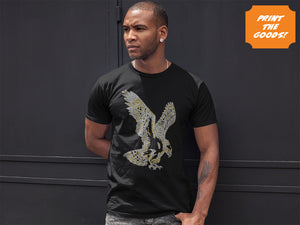 Black Eagle Fitted Diamante T-Shirt - Print the Goods