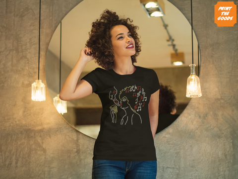 The lady sings the blues Diamante T Shirt - Print the Goods
