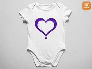 Add text inside purple heart - babygrow - Print the Goods