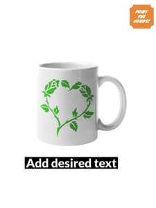 Green leaf heart mug - Print the Goods