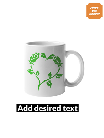Green leaf heart mug - Print the Goods