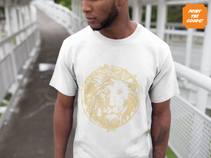 T- Shirt with Gold Lion Diamante Print - Print the Goods