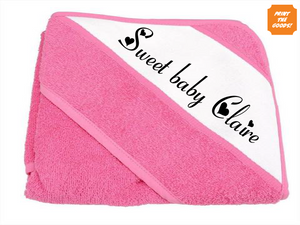 Pink Baby Towel - Add your text - Print the Goods