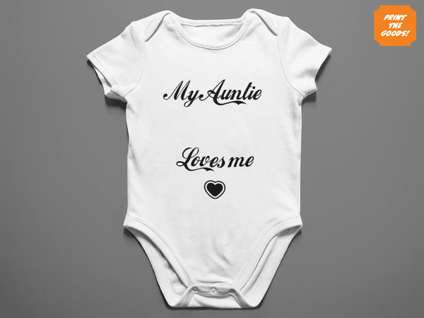 Aunty loves me babygrow - Add your text