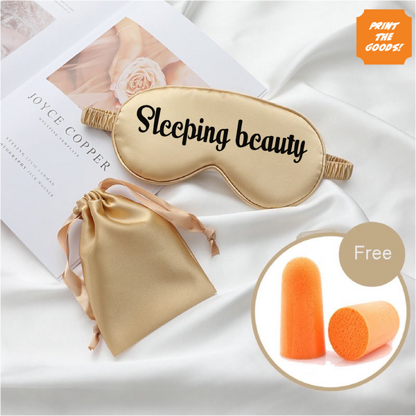 Gold satin sleep mask with pouch