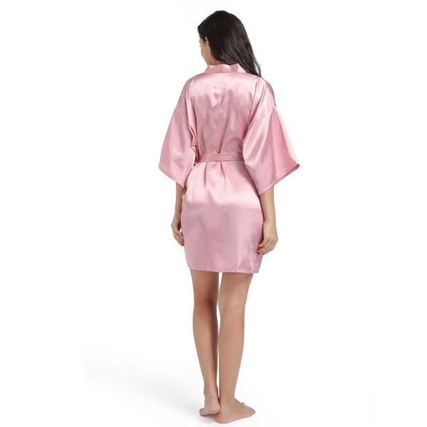 Pink silk satin dressing gown