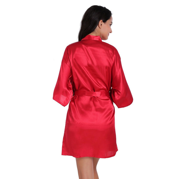Red silk satin dressing gown