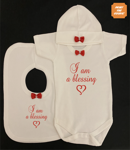 I am a blessing red baby gift set