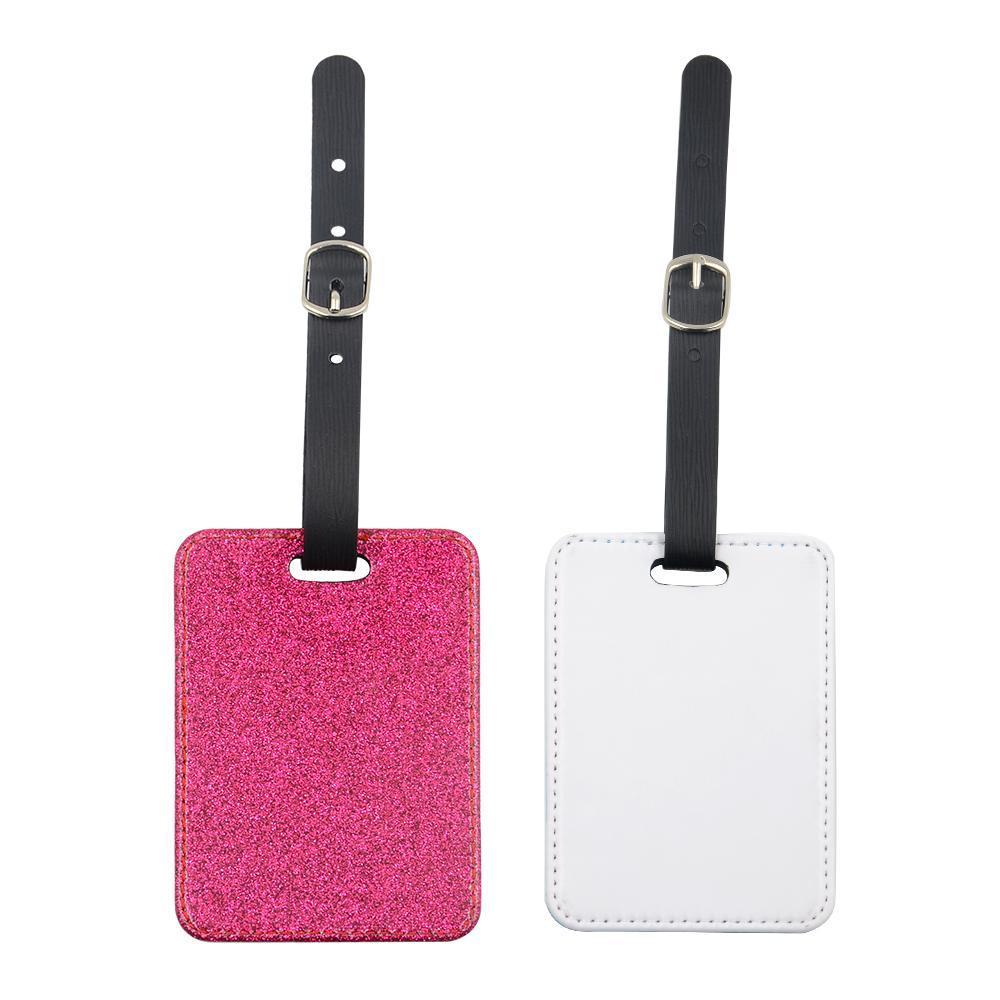 Pink glitter luggage tags