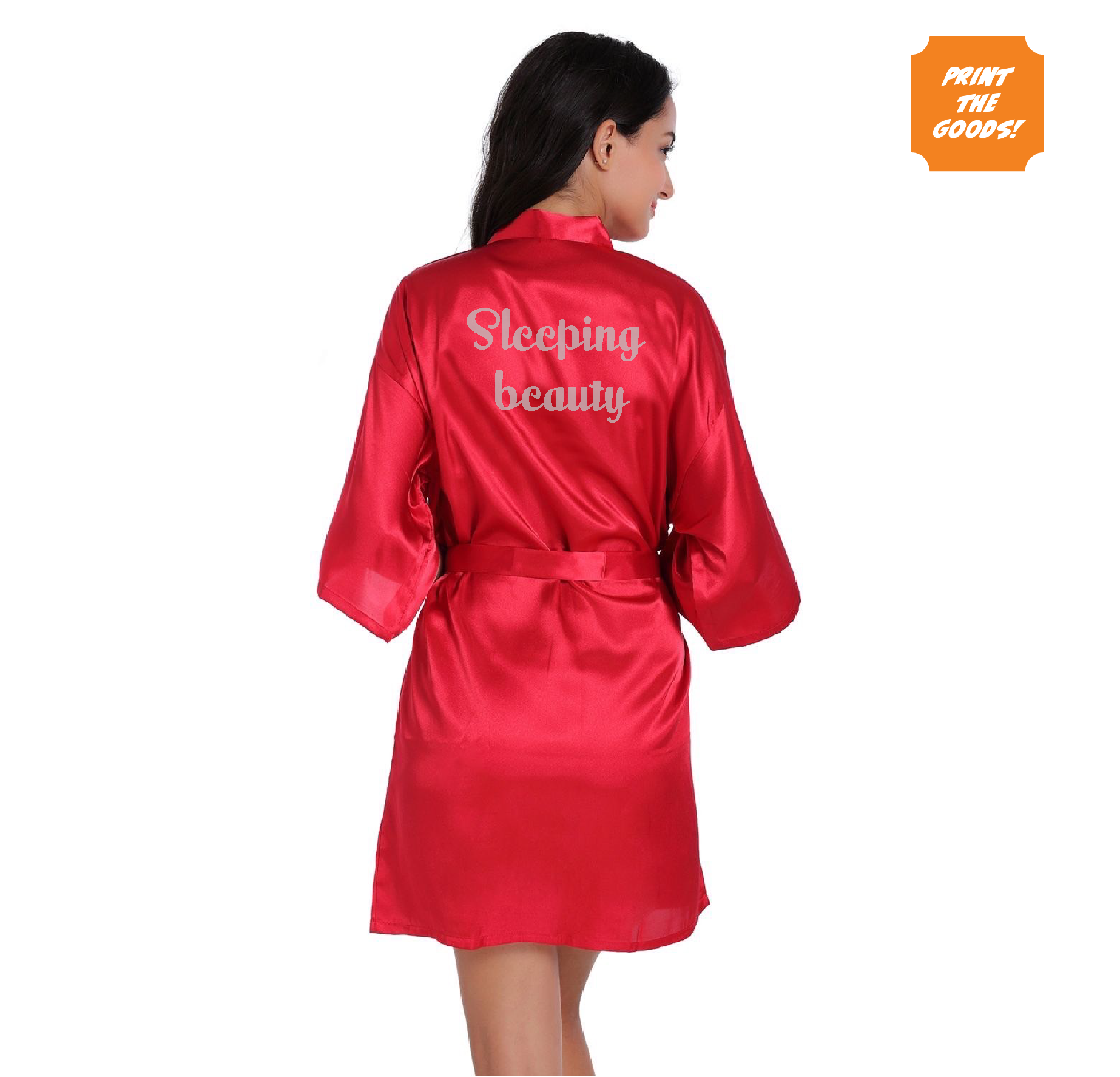 Red silk satin dressing gown