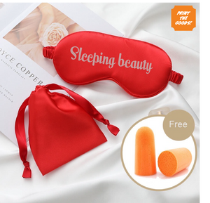 Red satin sleep mask with pouch