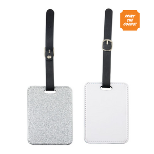 Silver glitter luggage tags