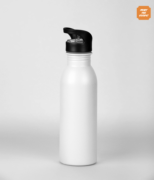 Sports white aluminium travel water bottle - 750ml