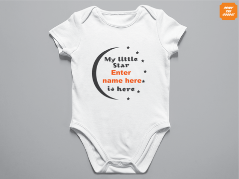 My little star is here Babygrow - Add text